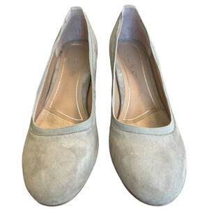 Vionic Womens Shoes 7.5 Gray Suede Pumps Block Heel Comfort